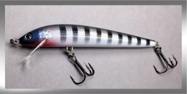 MINNOW B Wobbler, 10 cm, schwimmend, Farbe: SBS (Black Stripes on Silver), mit Rasselkammern von Bagley Bait